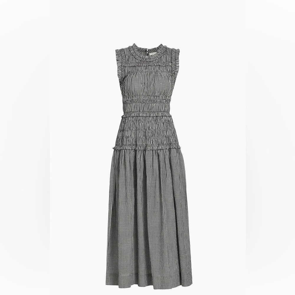 Doen Mallory Check Smocked Midi-Dress